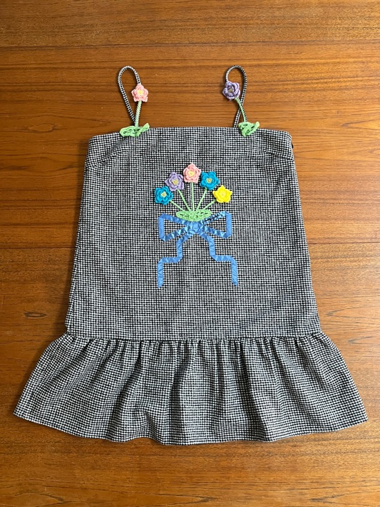 Teddy Fresh Dresses & Skirts - NWOT Teddy Fresh Houndstooth Drop Waist Dress Crochet Bouquet Sz L Maximalism